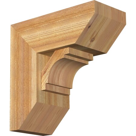 Ekena Millwork Merced Slat Rough Sawn Bracket w/ Offset Brace, Western Red Cedar, 8"W x 18"D x 18"H BKT0806X18X18MRC06RWR